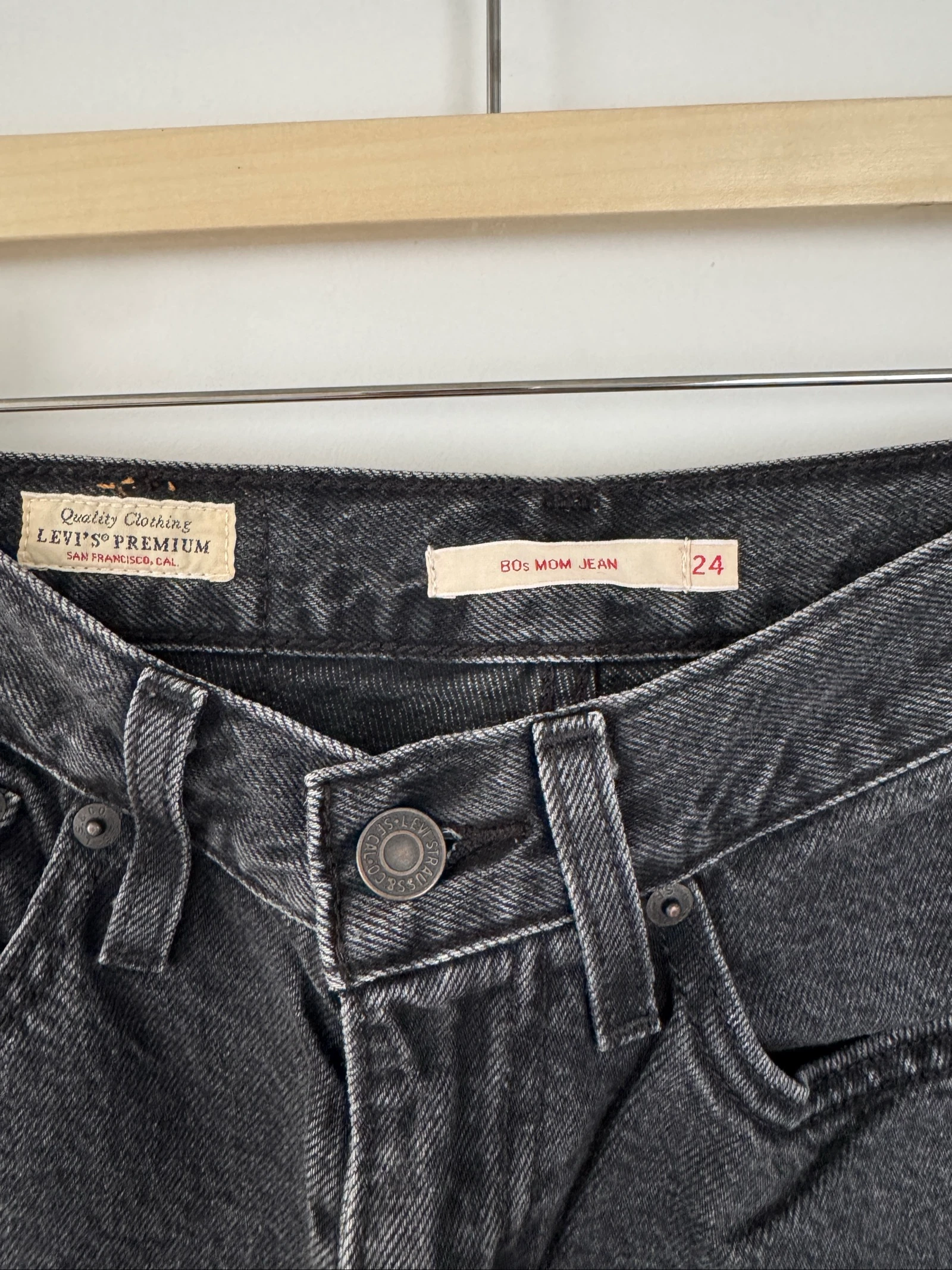 Jeans Levi's Mom Jeans dos anos 80 preto desbotado - Tamanho W24 L30 - 100 % algodão – photo 3